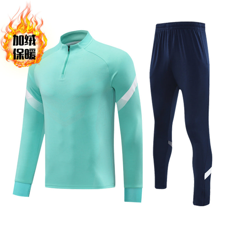 Autumn and Winter Velvet Half-Zip Pullover Long-Sleeved Training Clothing Set Kidsren's Football Appearance Clothing Running Sportswear Customization