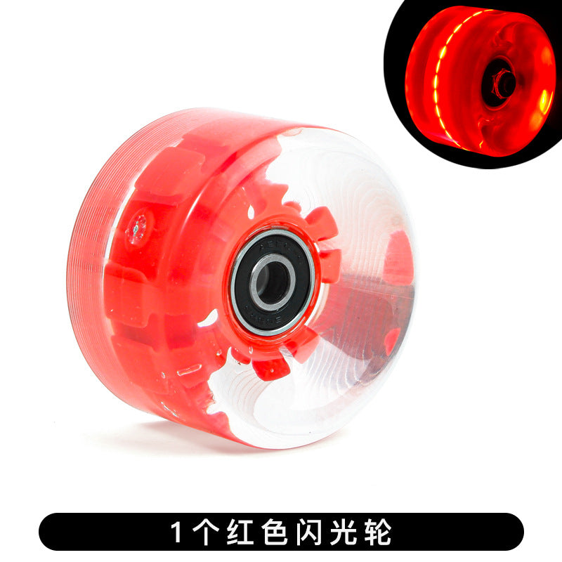 6536 double-row roller skates color luminous wheel four-wheel roller skates land skateboard universal PU transparent flash wheel