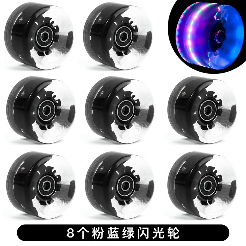 6536 double-row roller skates color luminous wheel four-wheel roller skates land skateboard universal PU transparent flash wheel