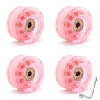 Cross-Border double-row skates transparent color non-luminous wheel four-wheel roller skates sequins pink wheel skateboard Universal