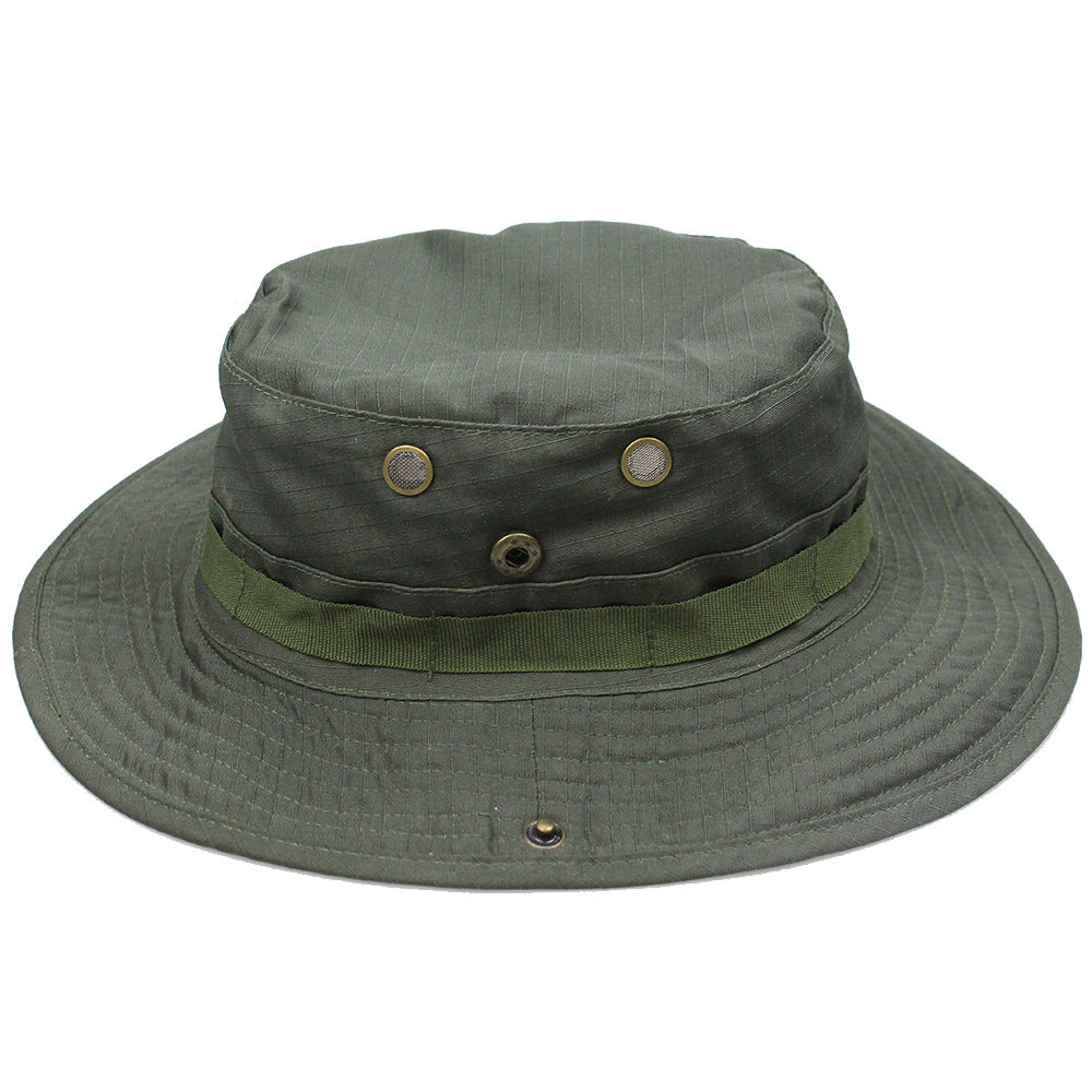 Camouflage Fisherman Hat Summer Hat with Windproof Rope Large Brim Sun Protection Hat Outdoor Hiking Fishing Sun Hat