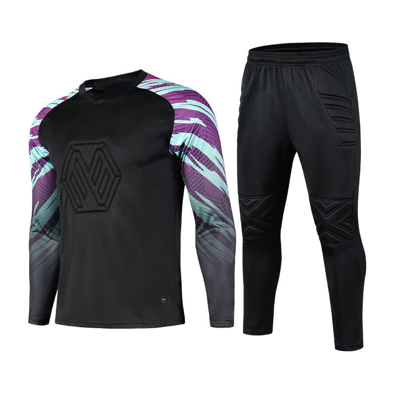 Football Goalkeeper Goalkeeper Uniform Suit Customized Men's Long-Sleeved Sponge Protective Jersey Gate Training Game Uniform Xunling