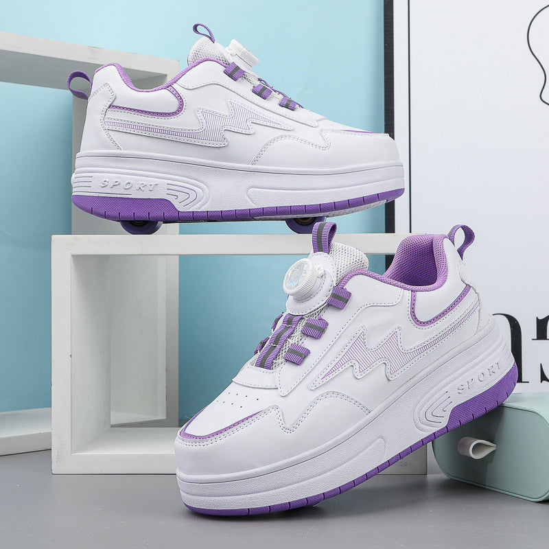 New Heal Walking Shoes Leather Shoes for Boys and Girls Children Students Teenagers Adult Roller Shoes Export Wholesale Shoes