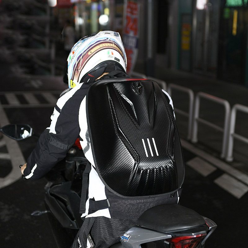 Personalized Motorcycle Cycling Backpack Large Capacity Can Hold Helmet Carbon Fiber Pattern Hard Shell Backpack Outdoor Large Space