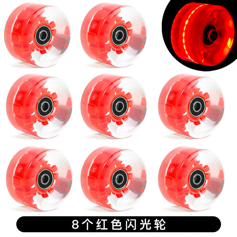 6536 double-row roller skates color luminous wheel four-wheel roller skates land skateboard universal PU transparent flash wheel