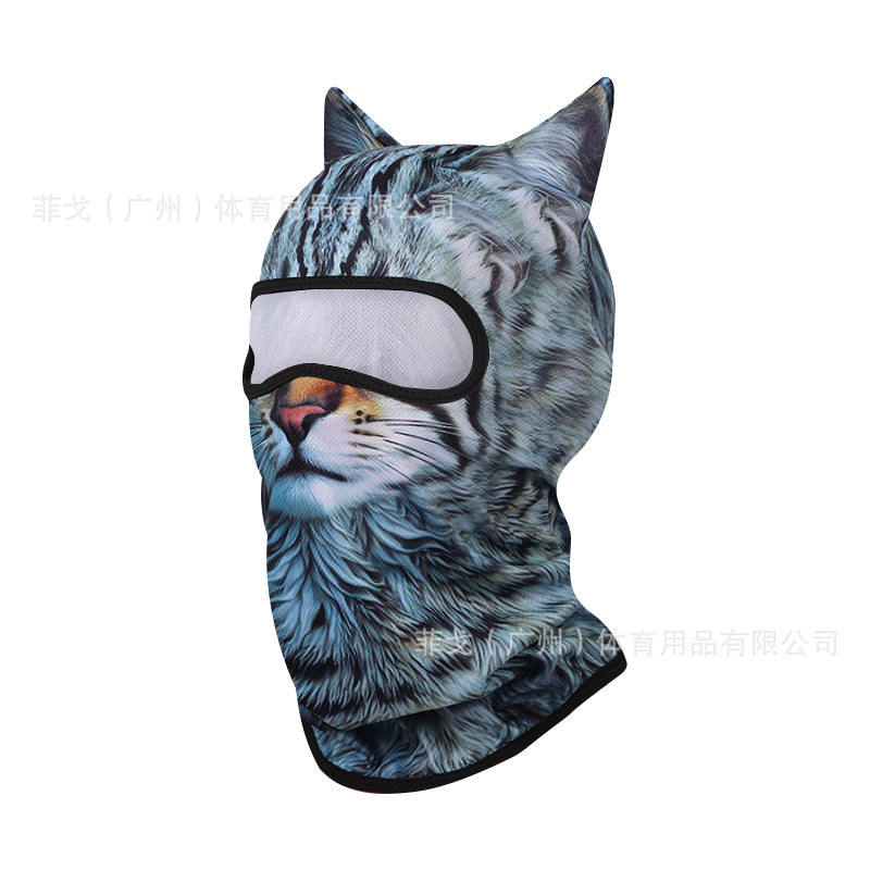 Summer Riding Mask Face Gini Women's Full Face Quick-drying Motorcycle Headgear Men's 3D Color Interesting Animal Headgear