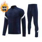 Autumn and Winter Velvet Half-Zip Pullover Long-Sleeved Training Clothing Set Kidsren's Football Appearance Clothing Running Sportswear Customization