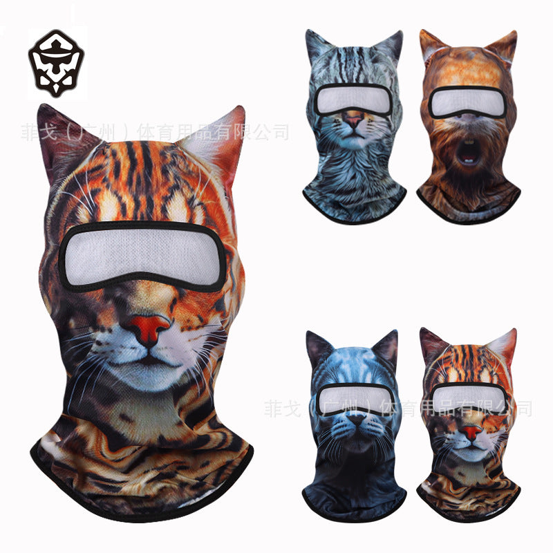 Summer Riding Mask Face Gini Women's Full Face Quick-drying Motorcycle Headgear Men's 3D Color Interesting Animal Headgear