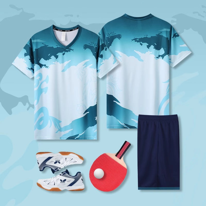 [Zhengxiang Factory Store] Table Tennis Suit Men's and Women's Quick-drying Short-sleeved Sports Training Competition Suit suit