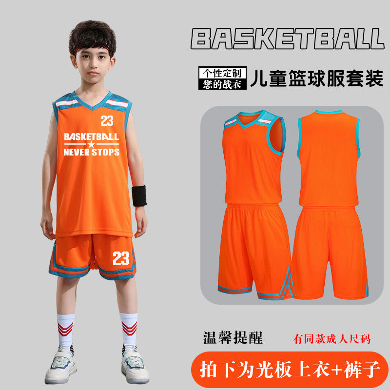 Children's Basketball Uniform Set Men's Basketball Team Uniform Jersey Basketball Training Camp School Sports Meeting Children's Basketball Team Uniform Number Printing