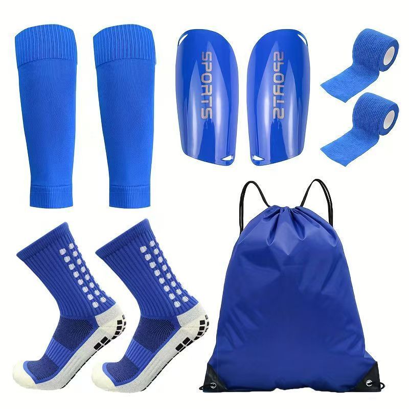 Temu Five-Piece Set of Yellow Sports Socks, Football Socks, Mid-Tube Glue Anti-Slip Socks, Leg Guards, Bandage Drawstring Bag