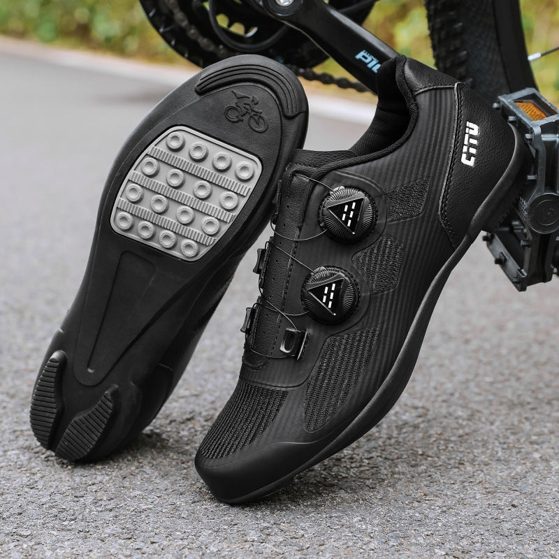 New Lock-Free Cycling Shoes Flat Pedal Spring and Summer Men's and Women's Road Bike Lock Shoes Mountain Bike Power-Assisted Shoes Hard Sole