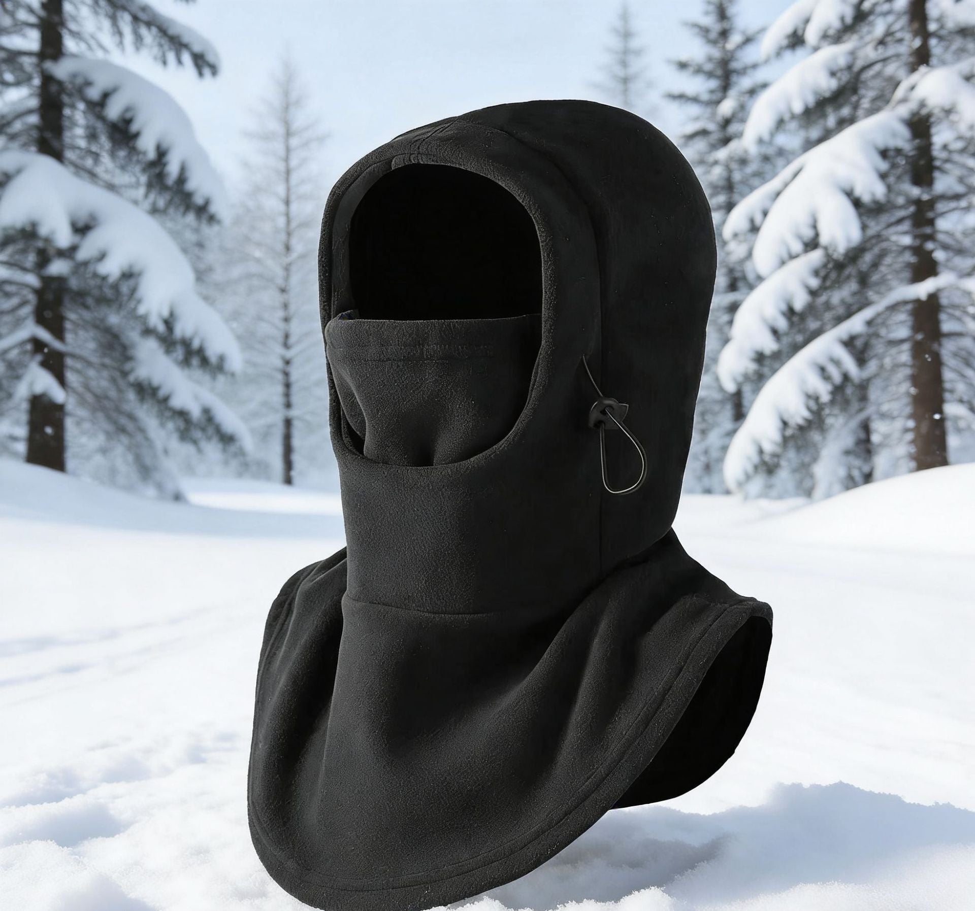 Double-Button Warm Windproof Face Mask Winter Cold-Proof and Frost-Proof Headgear Face Protection Skiing Cycling Neck Warmer Fleece-Lined Thickened for Warmth