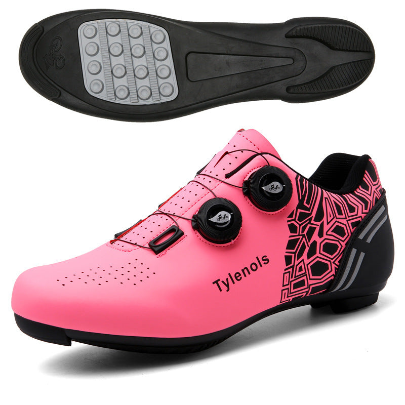 Road Mountain Men's and Women's Locked Bicycle Lockless Shoes Hard Sole Spinning Bicycle Riding Shoes Gym Black