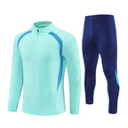 Half-Zip Pullover Football Training Suit Set Light Plate Long-Sleeved Autumn and Winter Appearance Suit Knitted Sportswear Customization