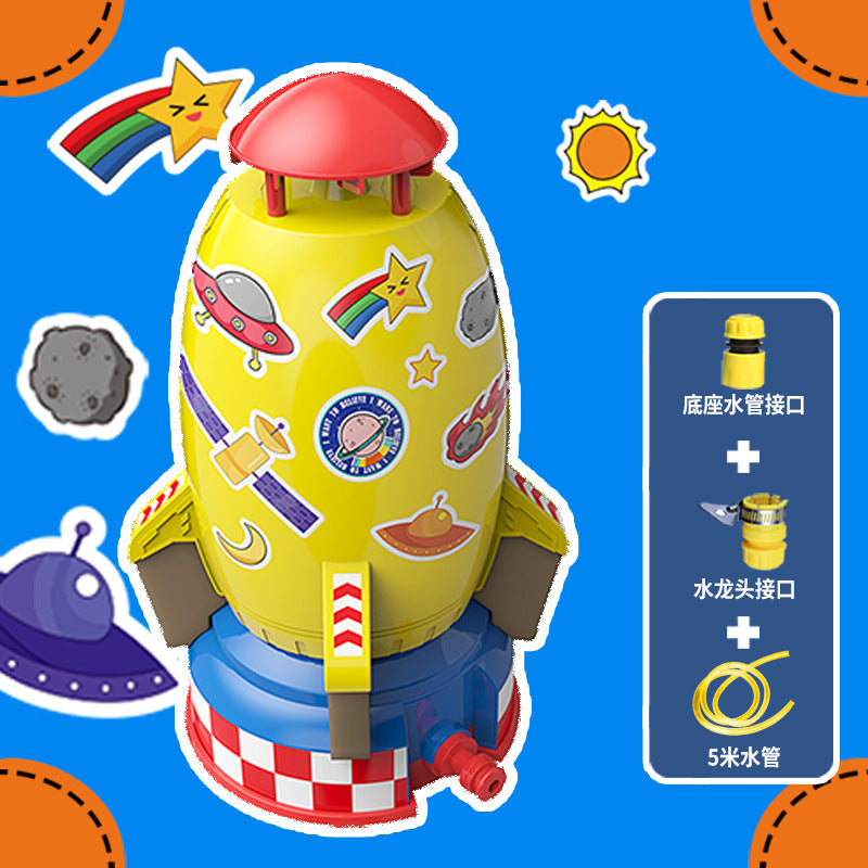 Cross-border new e-commerce space rocket sprinkler children's outdoor water pressure lift rotating water spray water toys