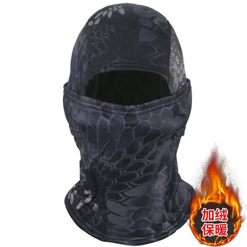 Camouflage Fleece-Lined Hood for Cycling, Dustproof, Men's Warm Fishing Mask, Face Covering, Face Protection, Windproof Hood, Winter