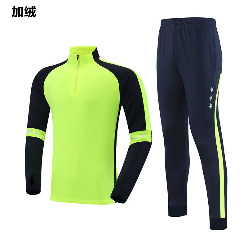 2024 autumn and winter football uniform half zipper long sleeve coat children's adult training clothing suit sports appearance clothing fleece-lined
