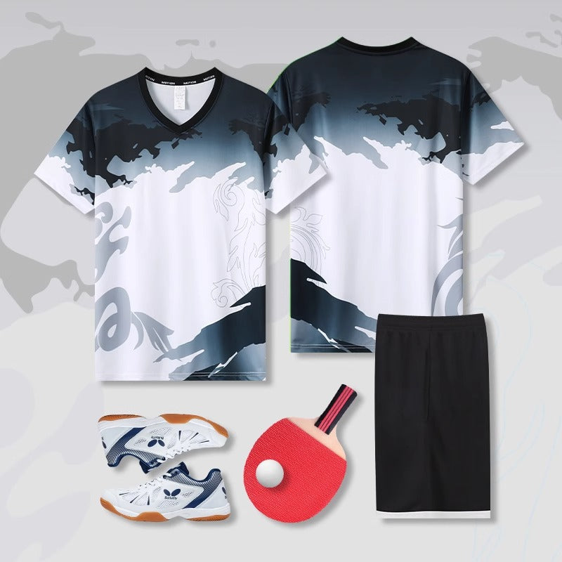 [Zhengxiang Factory Store] Table Tennis Suit Men's and Women's Quick-drying Short-sleeved Sports Training Competition Suit suit