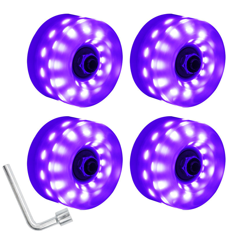 6 lights double row roller skates transparent flash wheel four-wheel roller skate universal PU light-emitting wheel indoor outdoor wheel