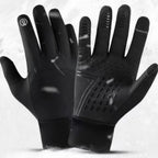 24 new foreign trade batch can ding LOGO windproof waterproof plus thin velvet 2 color riding sports long finger gloves