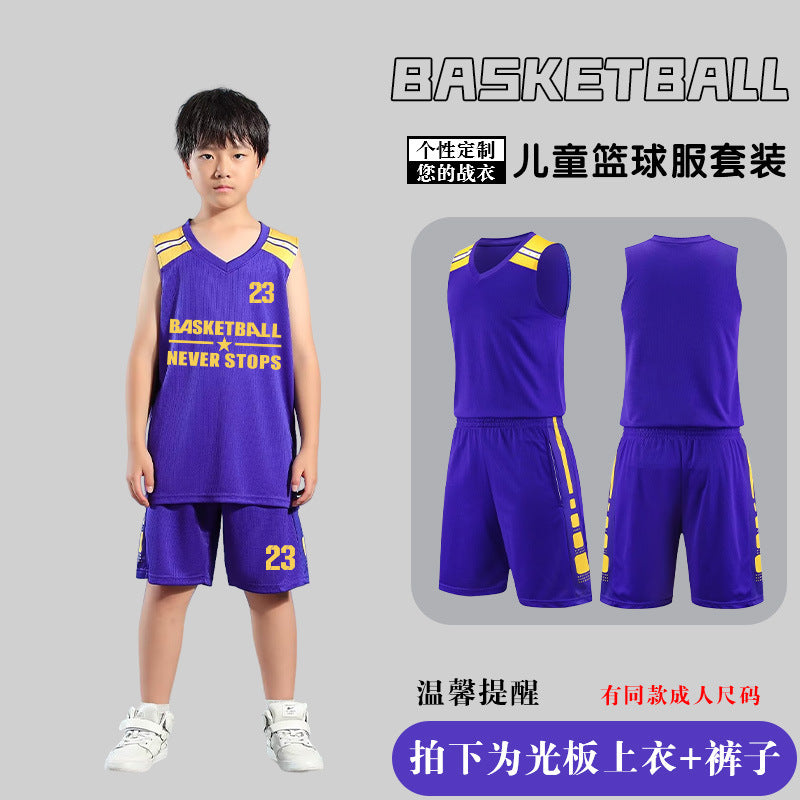 Children's Basketball Uniform Set Men's Basketball Team Uniform Jersey Basketball Training Camp School Sports Meeting Children's Basketball Team Uniform Number Printing