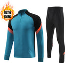 Autumn and Winter Velvet Half-Zip Pullover Long-Sleeved Training Clothing Set Kidsren's Football Appearance Clothing Running Sportswear Customization