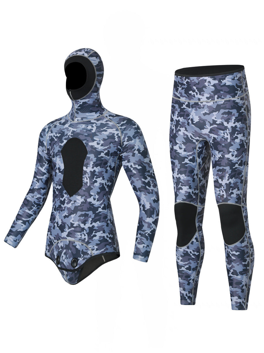 Split Diving Suit 3mm Deep Snorkeling Swimming Long Sleeve Cold-proof Warm Elastic Surf Fishing Jellyfish Suit Fish Hunting Suit