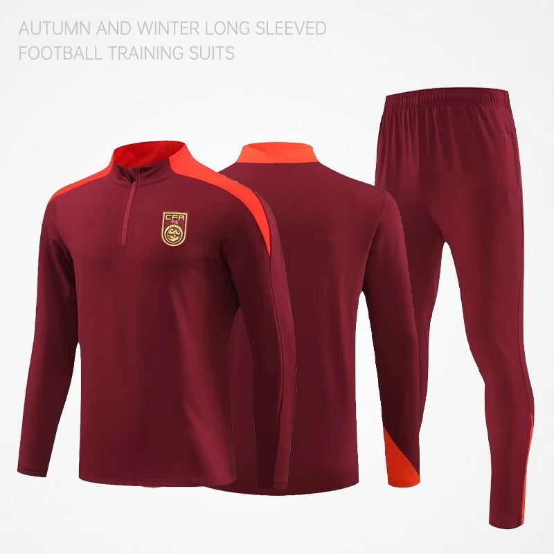 Football Training Clothing suit Men's Jersey Long Sleeve Winter Competition Team Clothing Adult Children's Jersey appearance uniform Football uniform