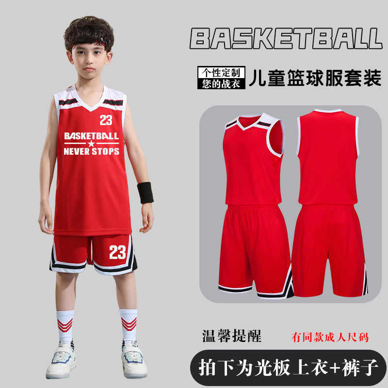 Children's Basketball Uniform Set Men's Basketball Team Uniform Jersey Basketball Training Camp School Sports Meeting Children's Basketball Team Uniform Number Printing
