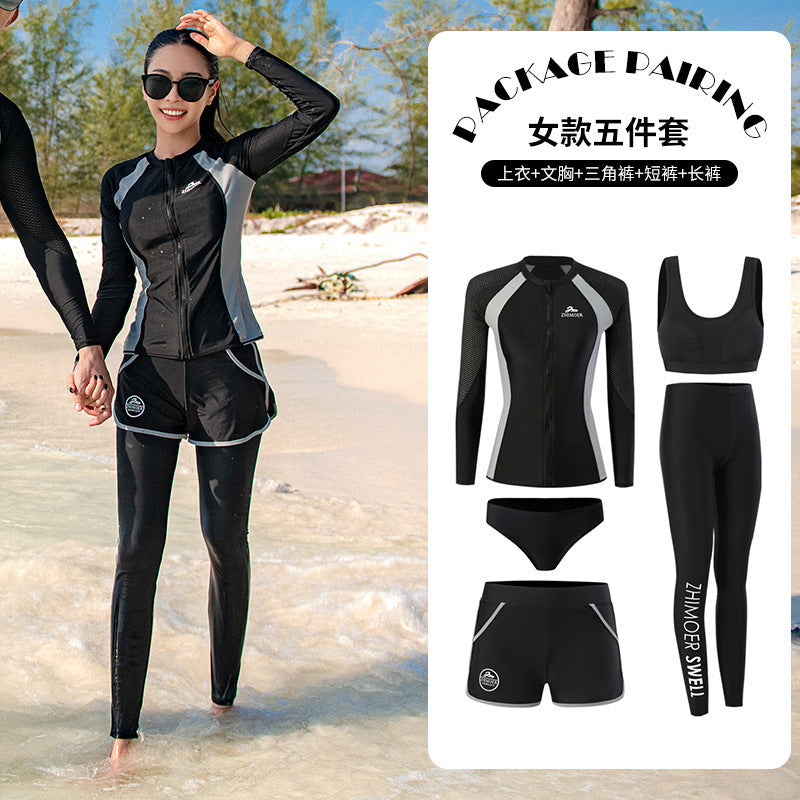 Diving suit women's new couple anti-DDoS swimsuit split long-sleeved trousers quick-drying surfing snorkeling suit jellyfish suit men