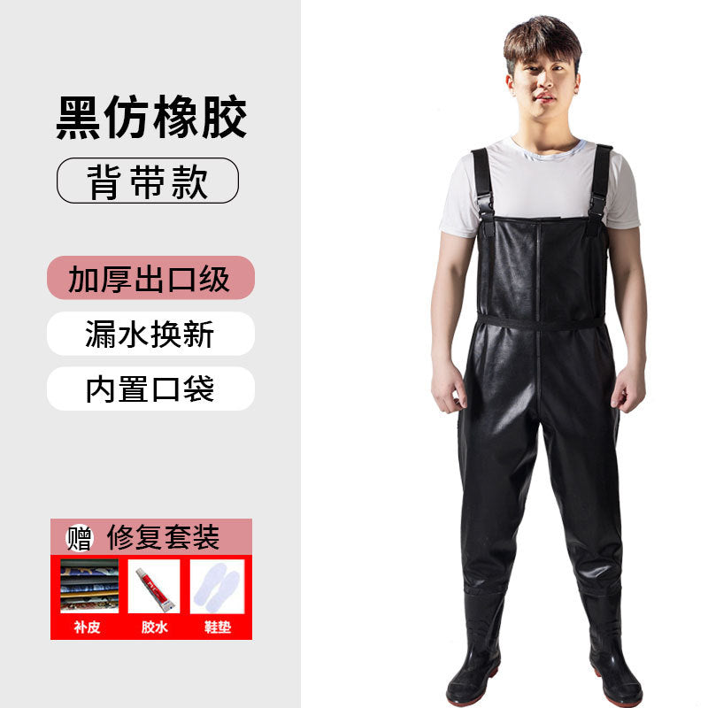 Anti-puncture Steel Bottom Double Knee-pads Water Pants Half-length Rain Pants Waterproof Clothes Catching Fish-catching Hooded Fishing Leather Fork Water Vent