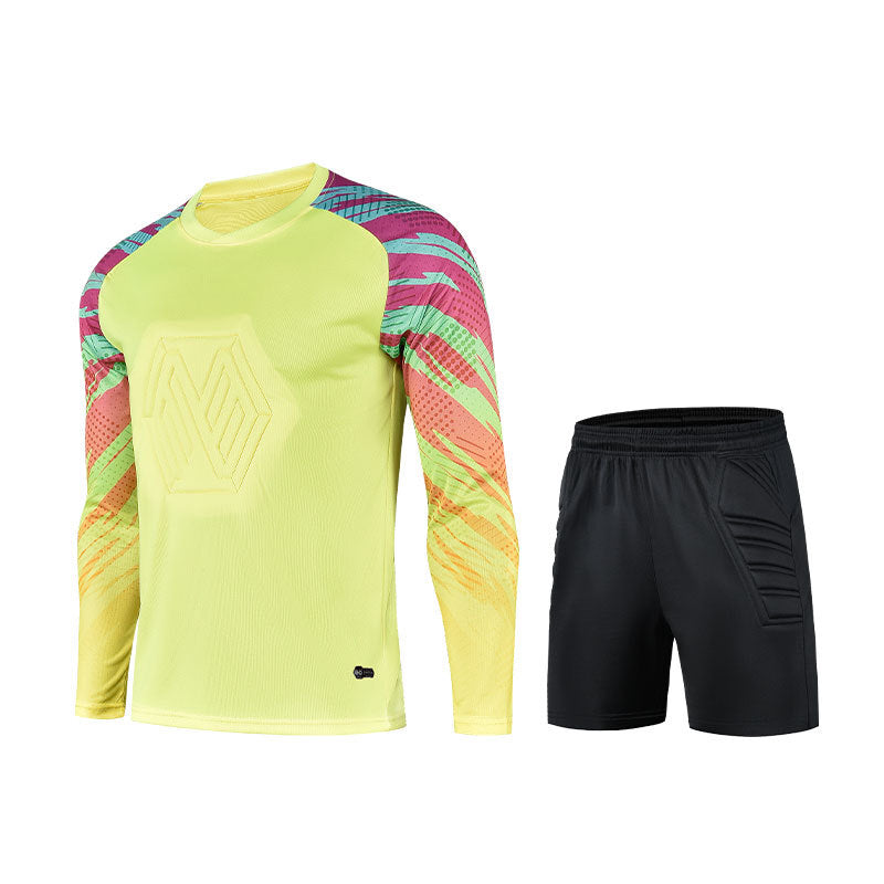 Football Goalkeeper Goalkeeper Uniform Suit Customized Men's Long-Sleeved Sponge Protective Jersey Gate Training Game Uniform Xunling