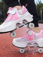 Pulley heloo shoes roller skates four-wheel deformation shoes double-row wheel shoes four-wheel two-wheel skates