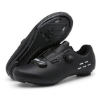 Road Mountain Men's and Women's Locked Bicycle Lockless Shoes Hard Sole Spinning Bicycle Riding Shoes Gym Black