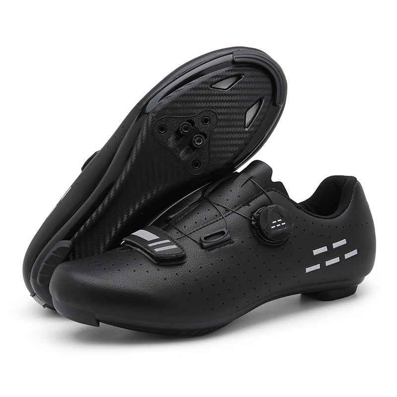 Road Mountain Men's and Women's Locked Bicycle Lockless Shoes Hard Sole Spinning Bicycle Riding Shoes Gym Black
