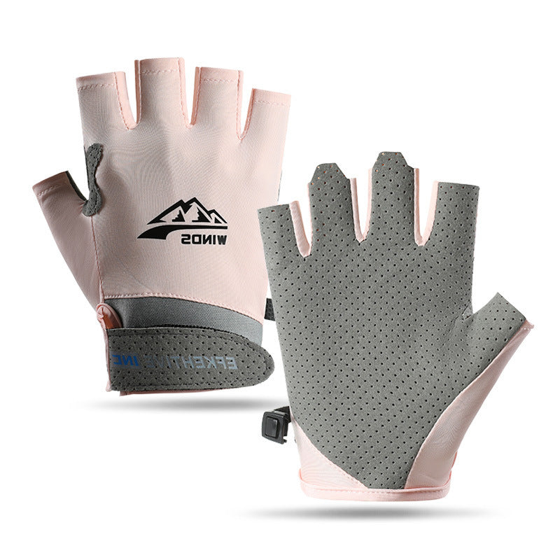 Fitness Gloves Women's Ice Silk Thin Spring and Summer Non-Slip Wear-Resistant Men's Half-Finger Cycling Anti-Callus Equipment Sports Gloves