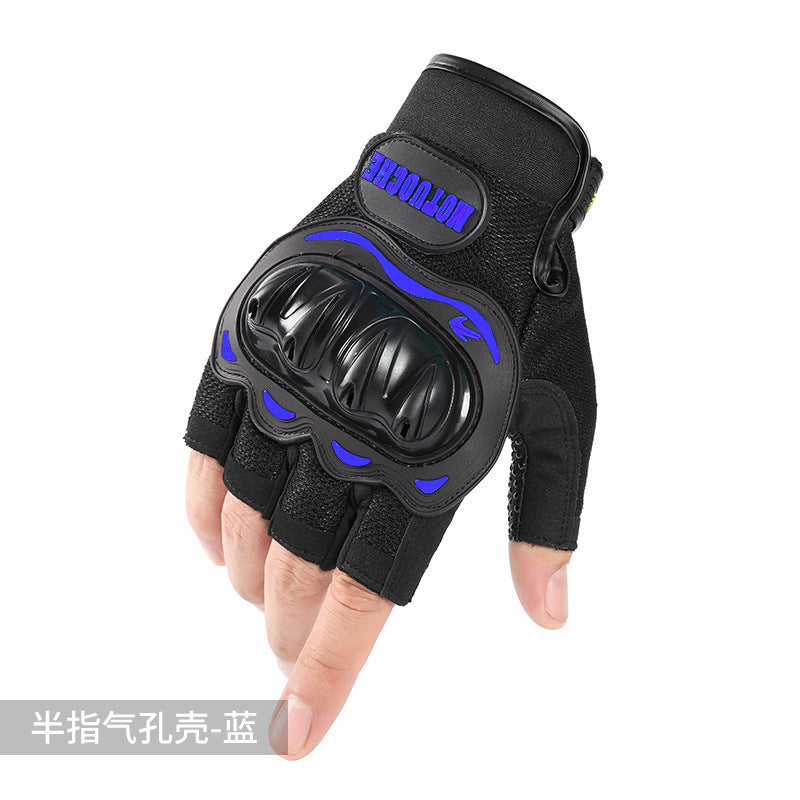 Motorcycle Riding Gloves for Men and Women, All-Season Motorcycle Off-Road Hard-Shell Anti-Fall and Anti-Slip Half-Finger Tactical Gloves