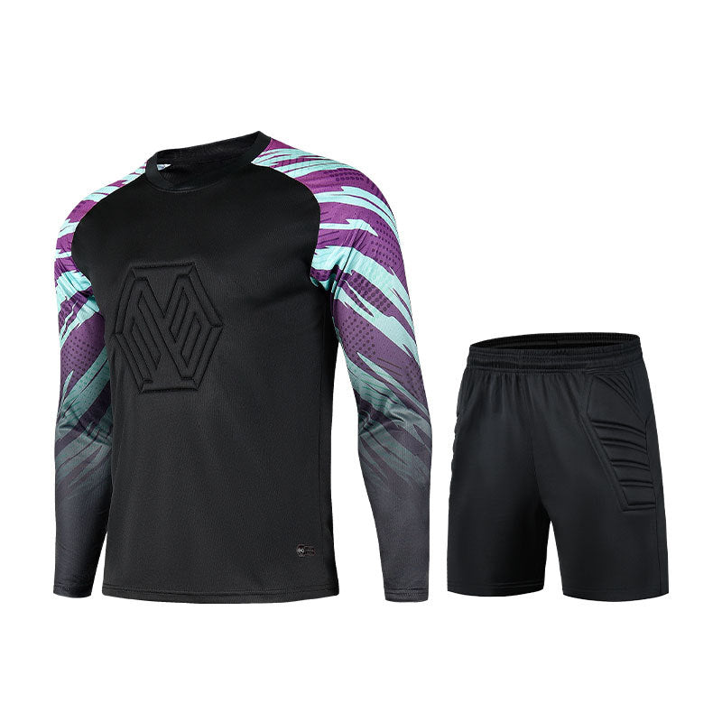 Football Goalkeeper Goalkeeper Uniform Suit Customized Men's Long-Sleeved Sponge Protective Jersey Gate Training Game Uniform Xunling
