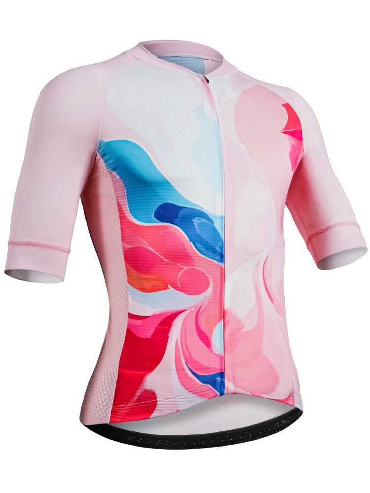 Colored Powder Riding Clothes Men's Spring and Autumn Road Bike Riding Long-sleeved Short-sleeved Professional Quick-drying High-elastic Top Dream Color