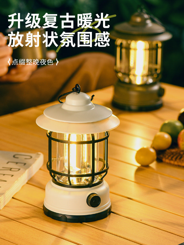 Outdoor Camping Lamp Home Atmosphere Camping Lamp Super Long Endurance Portable Horse Lamp Multifunctional Charging Retro Tent Lamp
