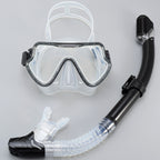 New Large Frame Diving Goggles Breathing Tube Set for Men and Women Waterproof Anti-fog Silicone Mirror Floating Diving Mask Cross-Border