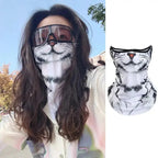 Summer Sun Protection Mask, Full-Face Thin Veil, Face Mask, Neck Protection, Neck Hanging Ear Mask, Outdoor Sunshade, Floral Breathable Cycling Veil