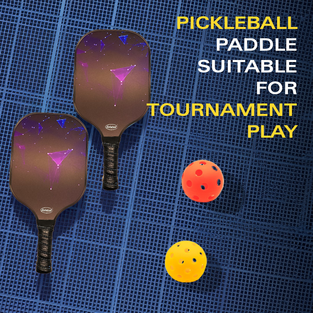 Bolaball Pickleball Paddles Set of 4 - Carbon Fiber, Black with 4 Balls, Grip Tapes, Mesh & Carry Bag, Model 317601