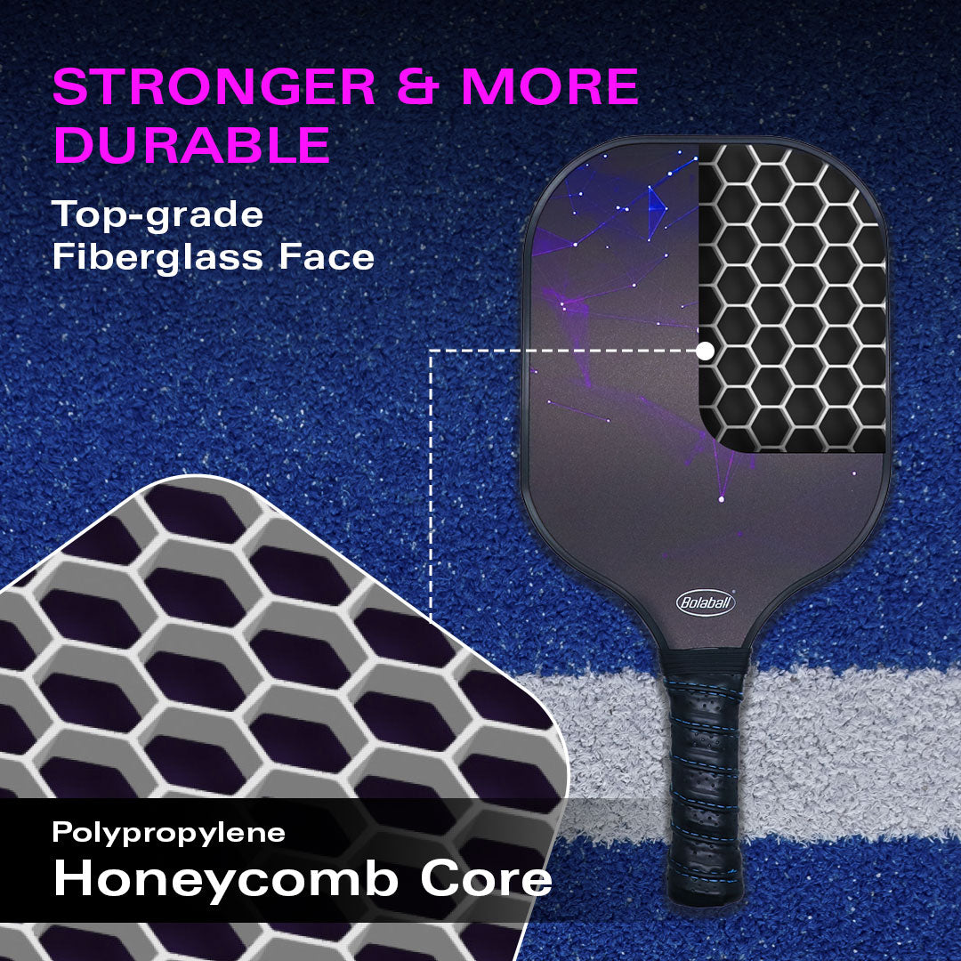 Bolaball Pickleball Paddles Set of 4 - Carbon Fiber, Black with 4 Balls, Grip Tapes, Mesh & Carry Bag, Model 317601
