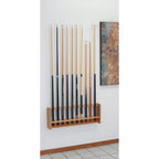 Wooden Mallet Pool Cue Rack, 10 Cue, Light Oak