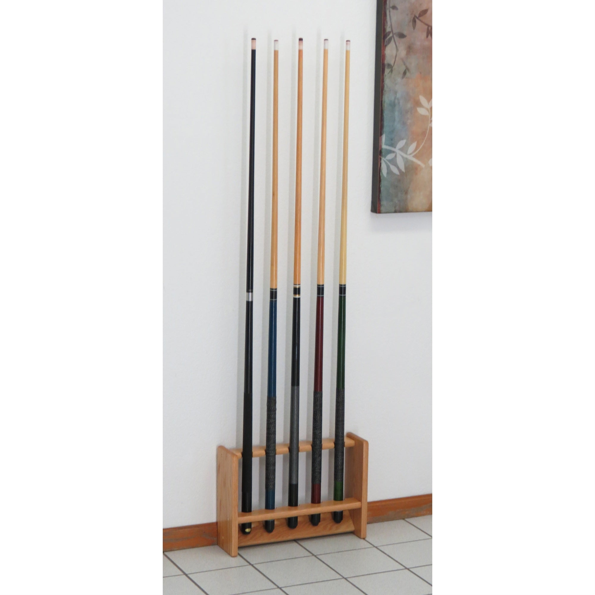 Wooden Mallet Pool Cue Rack, 5 Cue, Black