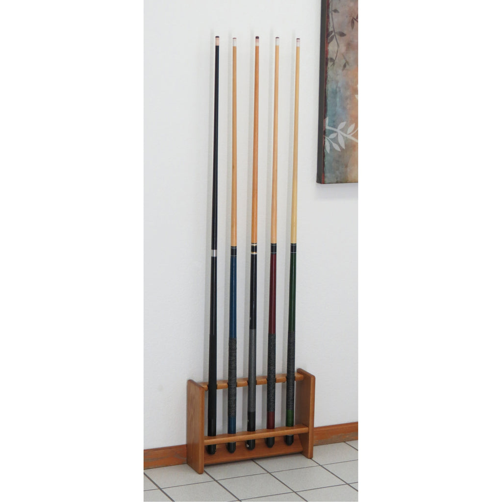 Wooden Mallet Pool Cue Rack, 5 Cue, Medium Oak