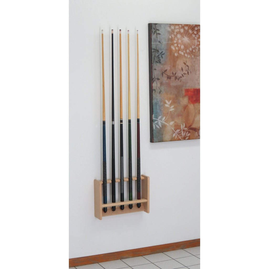 Wooden Mallet Pool Cue Rack, 5 Cue, Unfinished