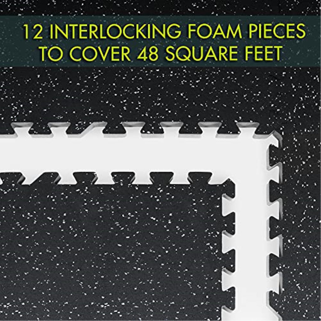 Rubber Top Exercise Puzzle Mat, Grey 1/2-In, 48Sqft